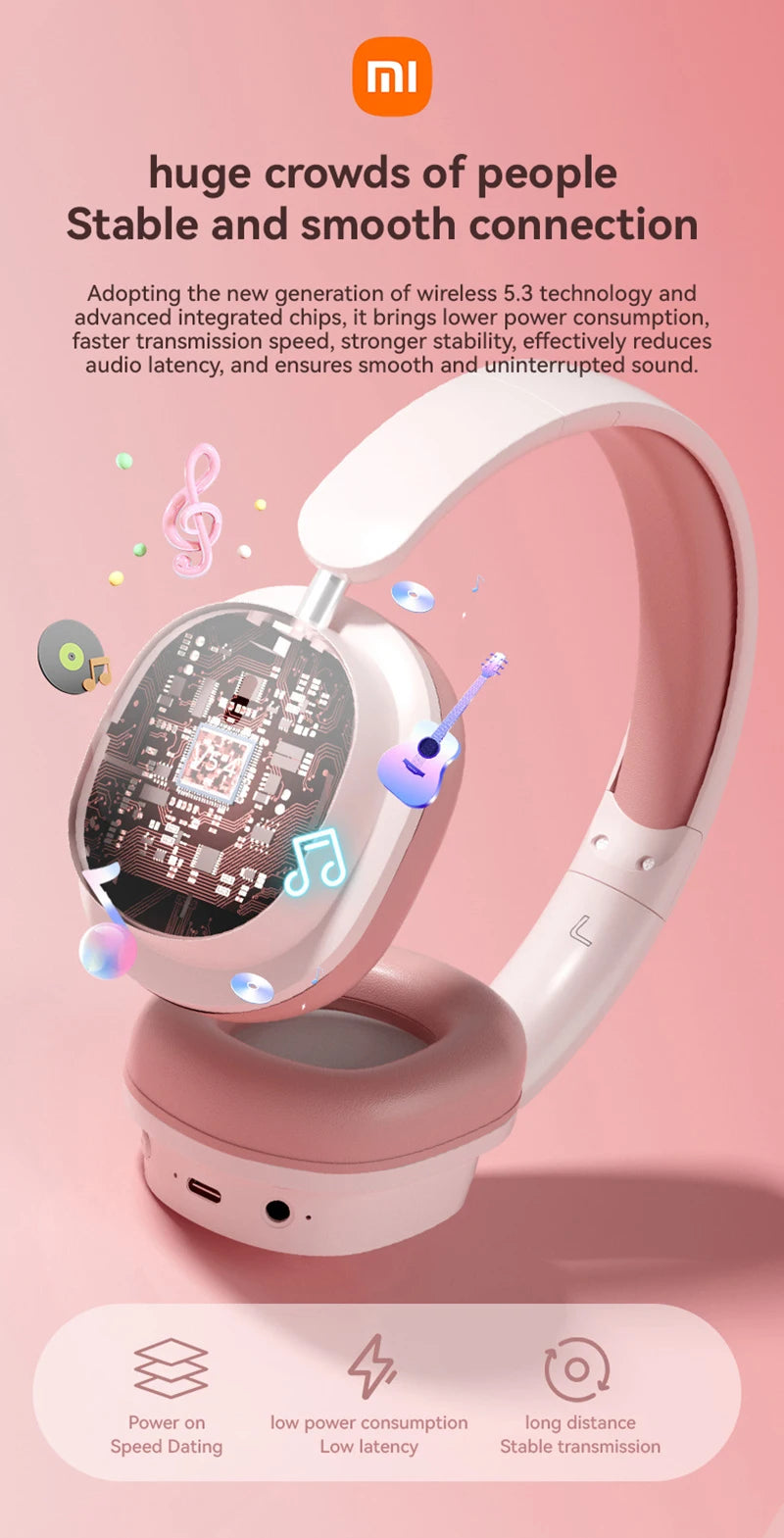 Xiaomi New Wireless Headphones Bluetooth 5.3 Headset Head Mounted Noise Cancelling Headband Sport Earbuds Earphones For Running