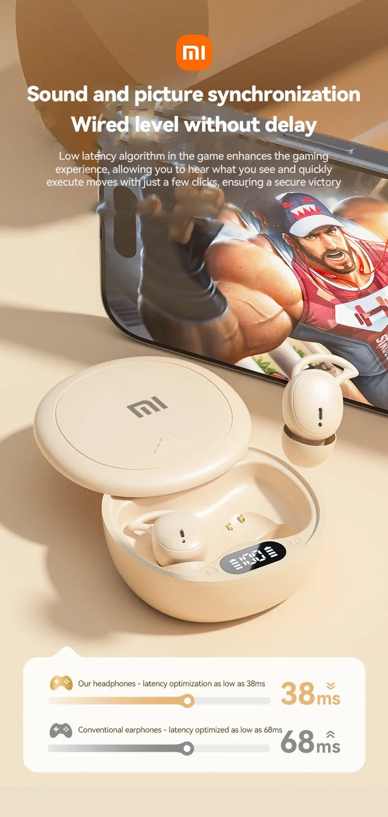 XIAOMI MIJIA M73 TWS Sleep Wireless Earbuds Bluetooth5.4 In Ear Stereo Hidden Earphones Noise Cancelling Headphones With Mic