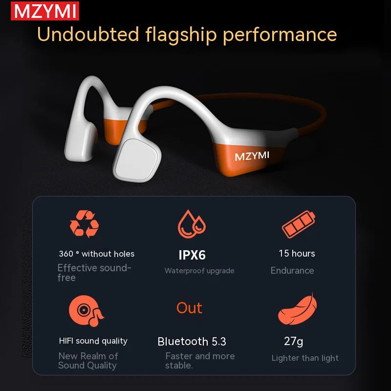 MZYMI A20 Bone Conduction Neckband Wireless Earphones Mijia Bluetooth Headphones Sports Over Ear Headset With Mic Stereo Earbud