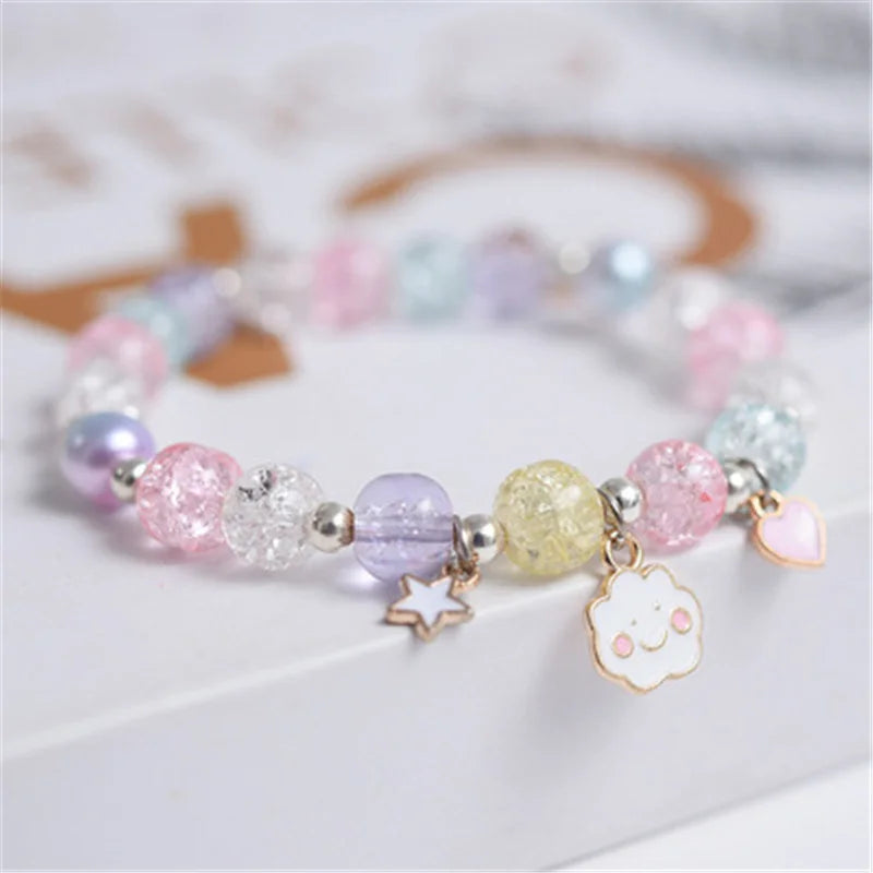 Makersland Cute Popcorn beads Bracelet Friendship Glass Bracelets For Girls Star Moon Cloud Flower Jewelry Accessories Wholesale