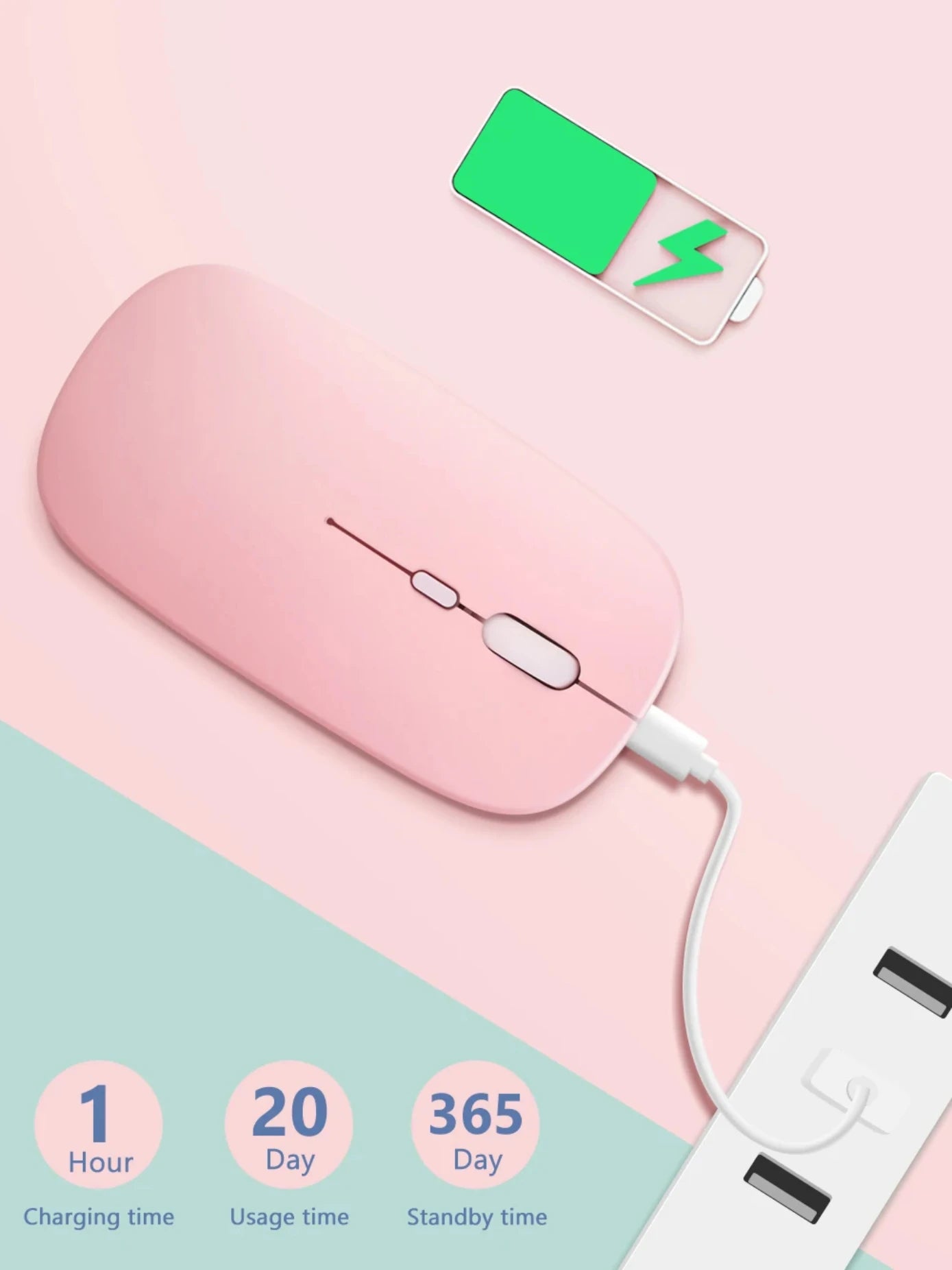 Rechargeable Bluetooth Mouse Wireless Dual Mode 5.2 Silent Computer gaming Ergonomic Mouse 2.4 USB for PC Laptops