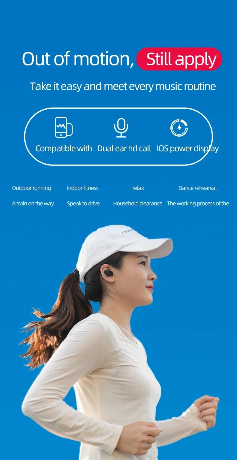 A6S TWS Bluetooth Wireless Headphones Wireless Earbuds 5.0 TWS Earphone Noise Cancelling Mic for Xiaomi iPhone Huawei Samsung