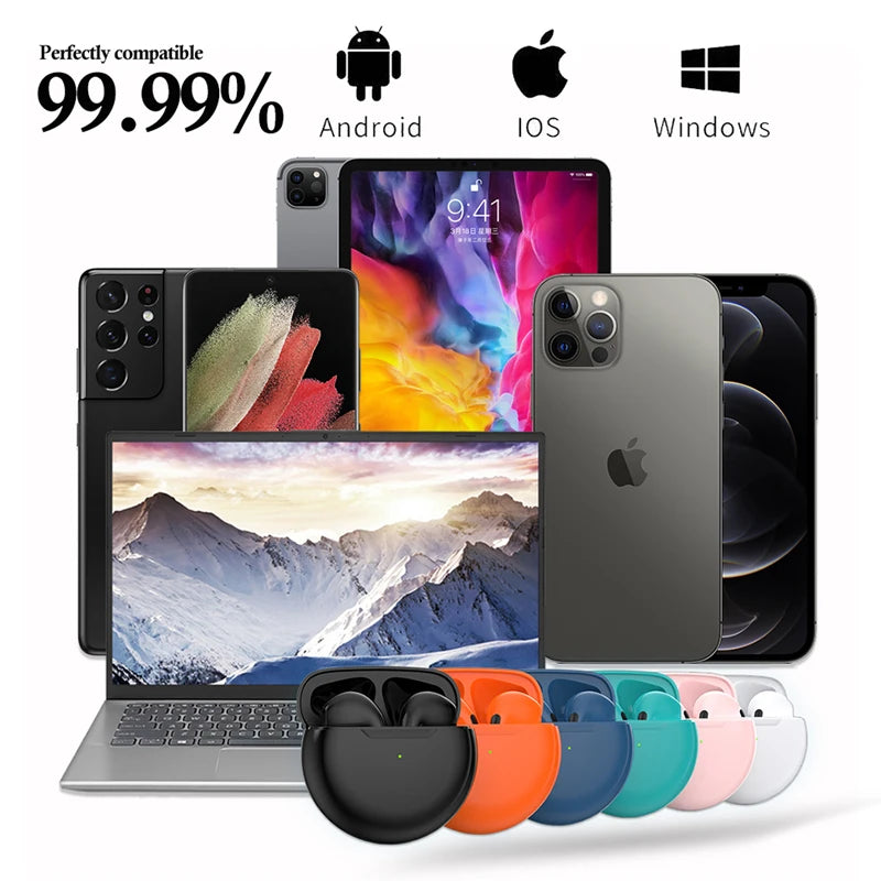Original Air Pro 6 TWS Wireless Headphones Fone Bluetooth Earphones Mic Pods InEar Earpods Pro6 sport Headset For Xiaomi