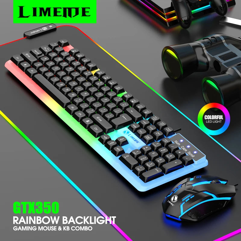 LIMEIDE GTX350 Series Wired 104 Keys Membrane Keyboard Many Kinds of Colorful Lighting Gaming and Office For Windows and IOS