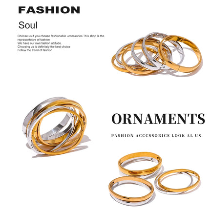 Yhpup 60mm Waterproof 316L Stainless Steel Round Smooth Bracelet Bangle Women Minimalist 18k Gold Color Texture Charm Jewelry