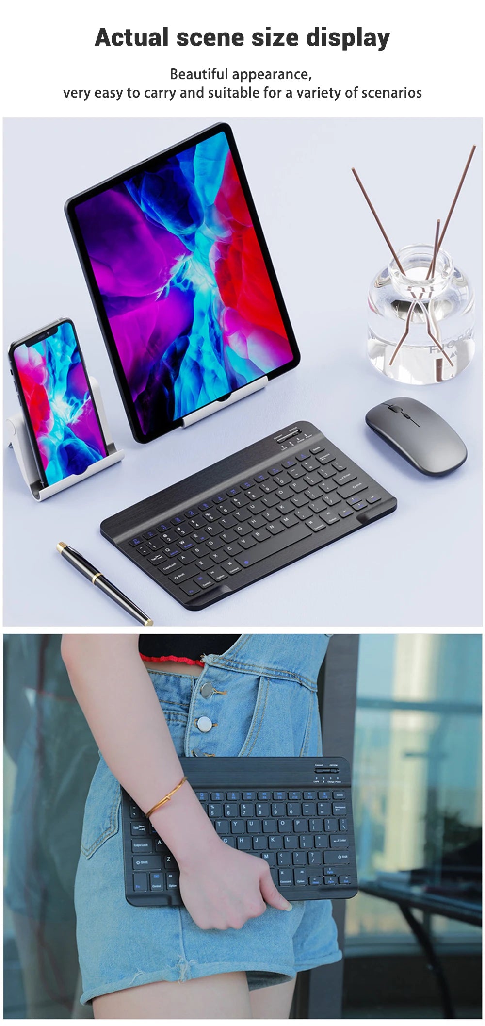 For iPad Backlit Backlight Bluetooth Keyboard Mouse For IOS Android Windows Portuguese Arabic Russian Spanish keyboard and Mouse
