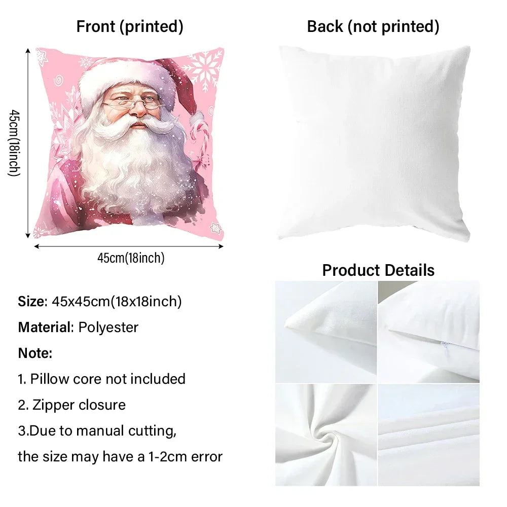 New Christmas Art Cute Christmas Tree Santa Snowman Deer Pattern Pillowcase Home Decoration Pillowcase