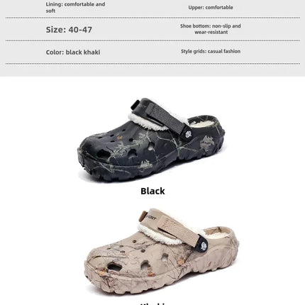 YRZL Winter Colgs Slippers Men's Shoes Men Beach Working Garden Shoe Home Soft Plush Slippers Bedroom Fuzzy Shoes Indoor Outdoor