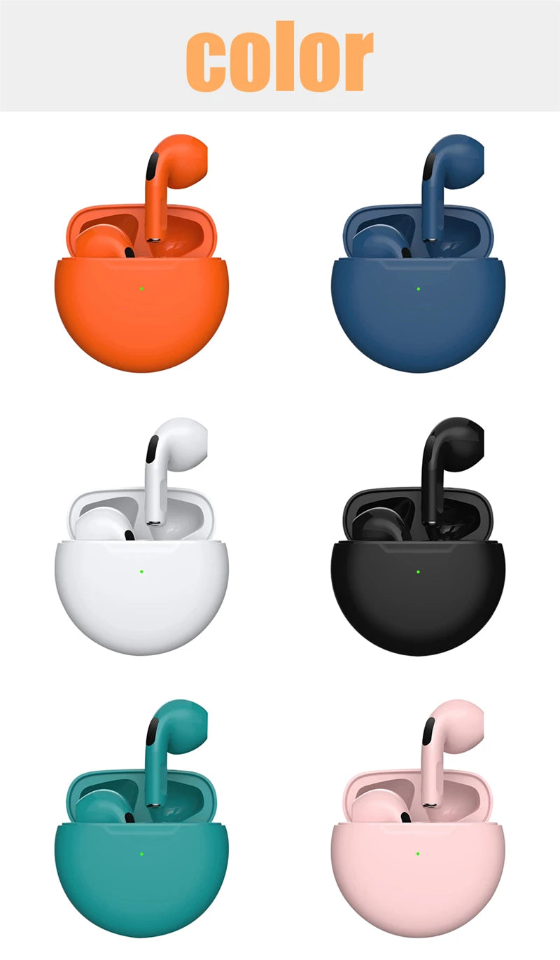 Original Air Pro 6 TWS Wireless Headphones Fone Bluetooth Earphones Mic Pods InEar Earpods Pro6 sport Headset For Xiaomi