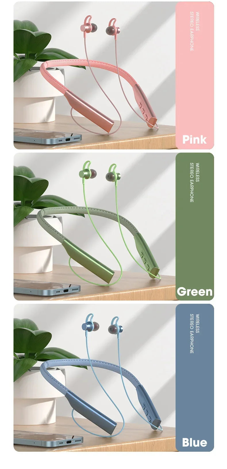 80 Hours Playback Wireless Headphones Bass Sport Bluetooth Headphone HiFi Earbuds Bluetooth Wireless Headset with Microphone