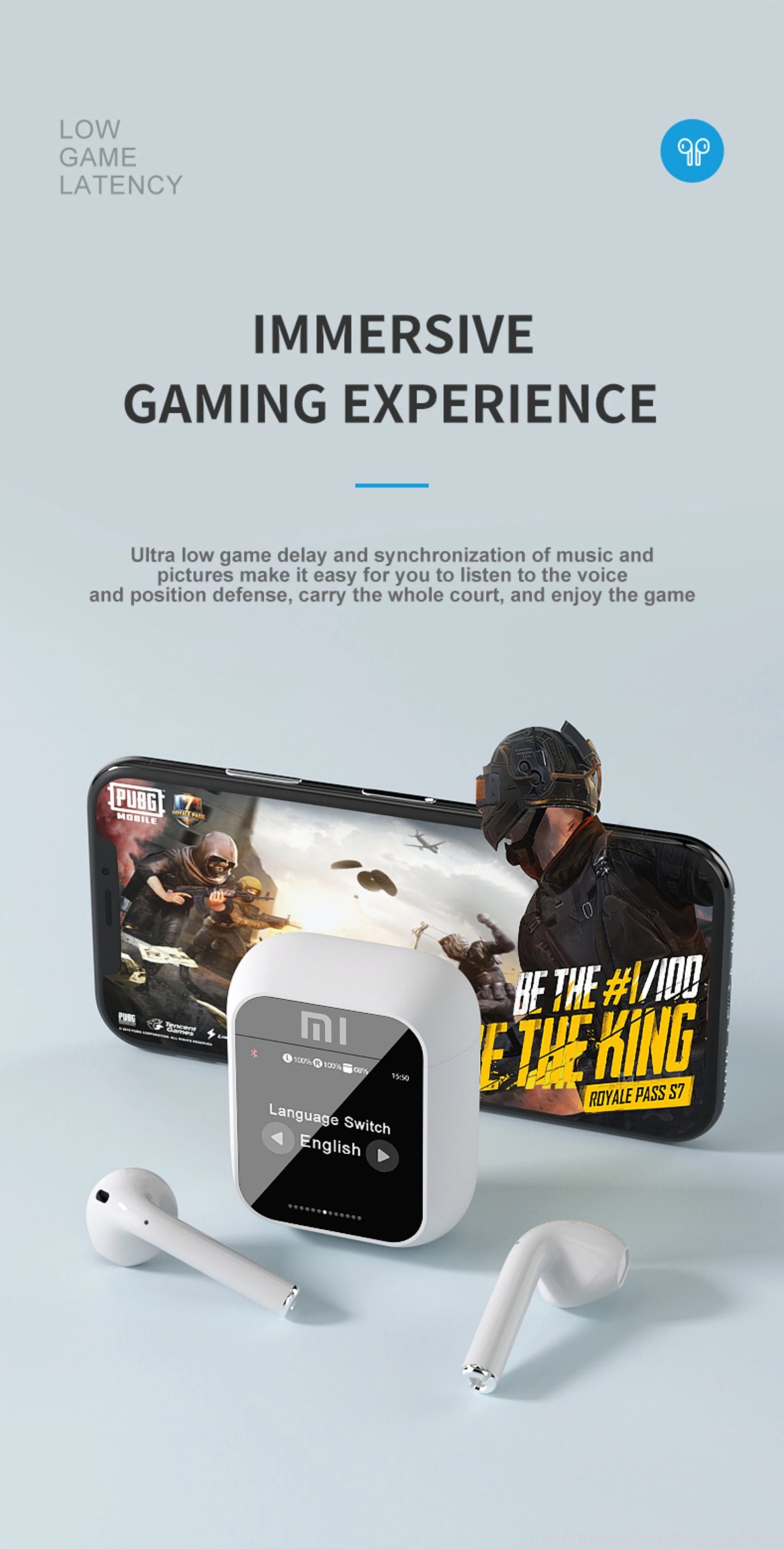 Xiaomi A2Pro Earphones Active Noise Reduction Wireless ANV Full Color LED Intelligent Touch Screen Wireless Bluetooth Headphones