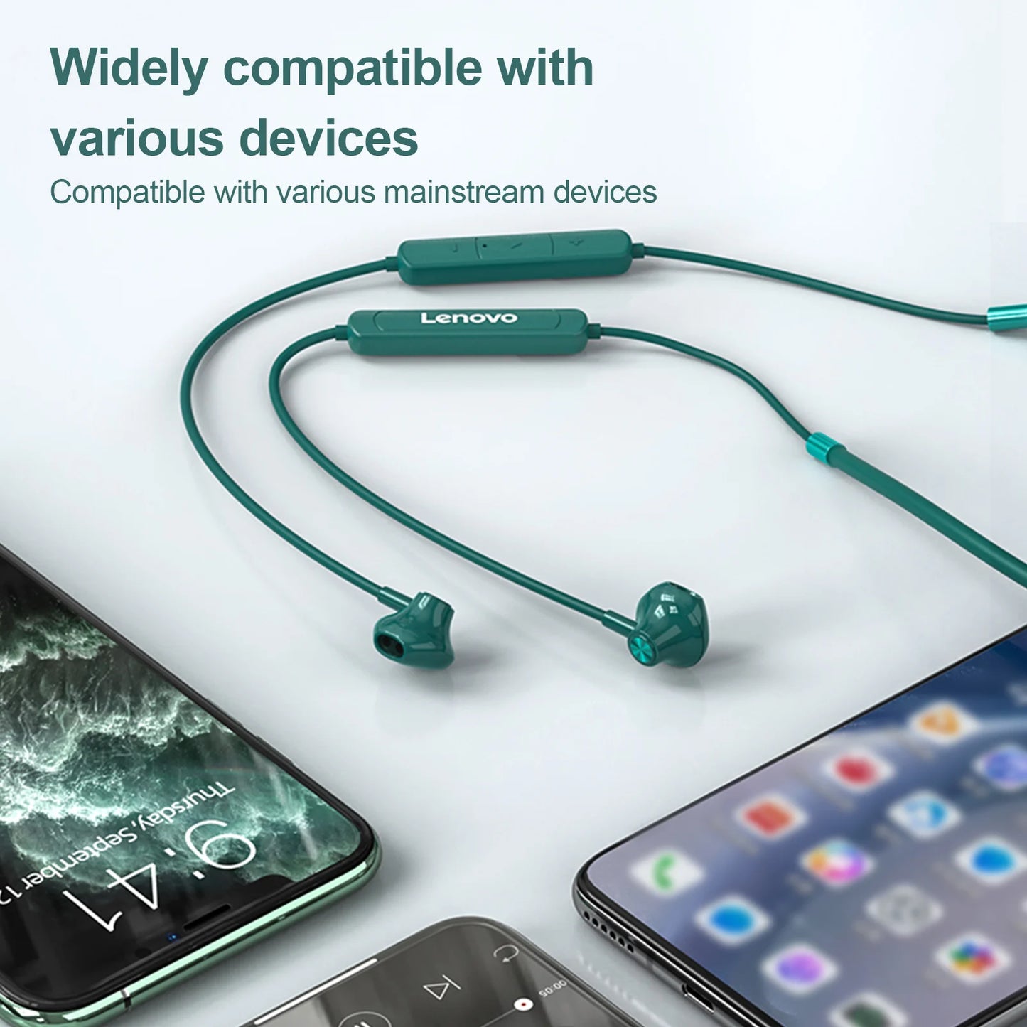 New Lenovo SH1 Wireless Earphone Bluetooth 5.0 Chip HIFI Sound Quality IPX5 Waterproof Sports Headset Magnetic Neckband Earbuds