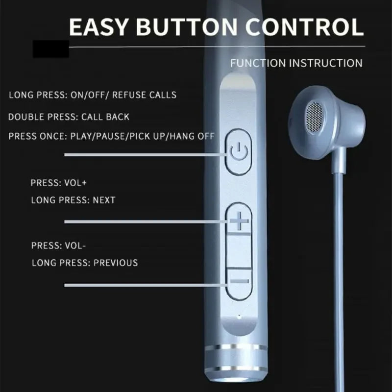 EARDECO 120 Hour Bluetooth Headphone Stereo Bass Wireless Headphones Neckband Earphones Power Flashlight Display Neck Headset