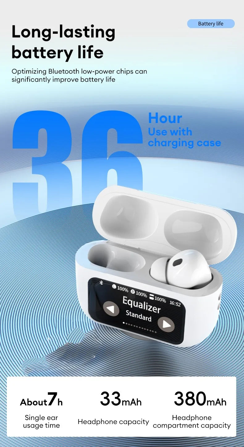Choice HYUNDAI HY-Y11 Bluetooth Earphones LED A6 Screen Wireless Earbuds TWS ANC In Ear Sports Headphones with Mic Xiaomi Lenovo