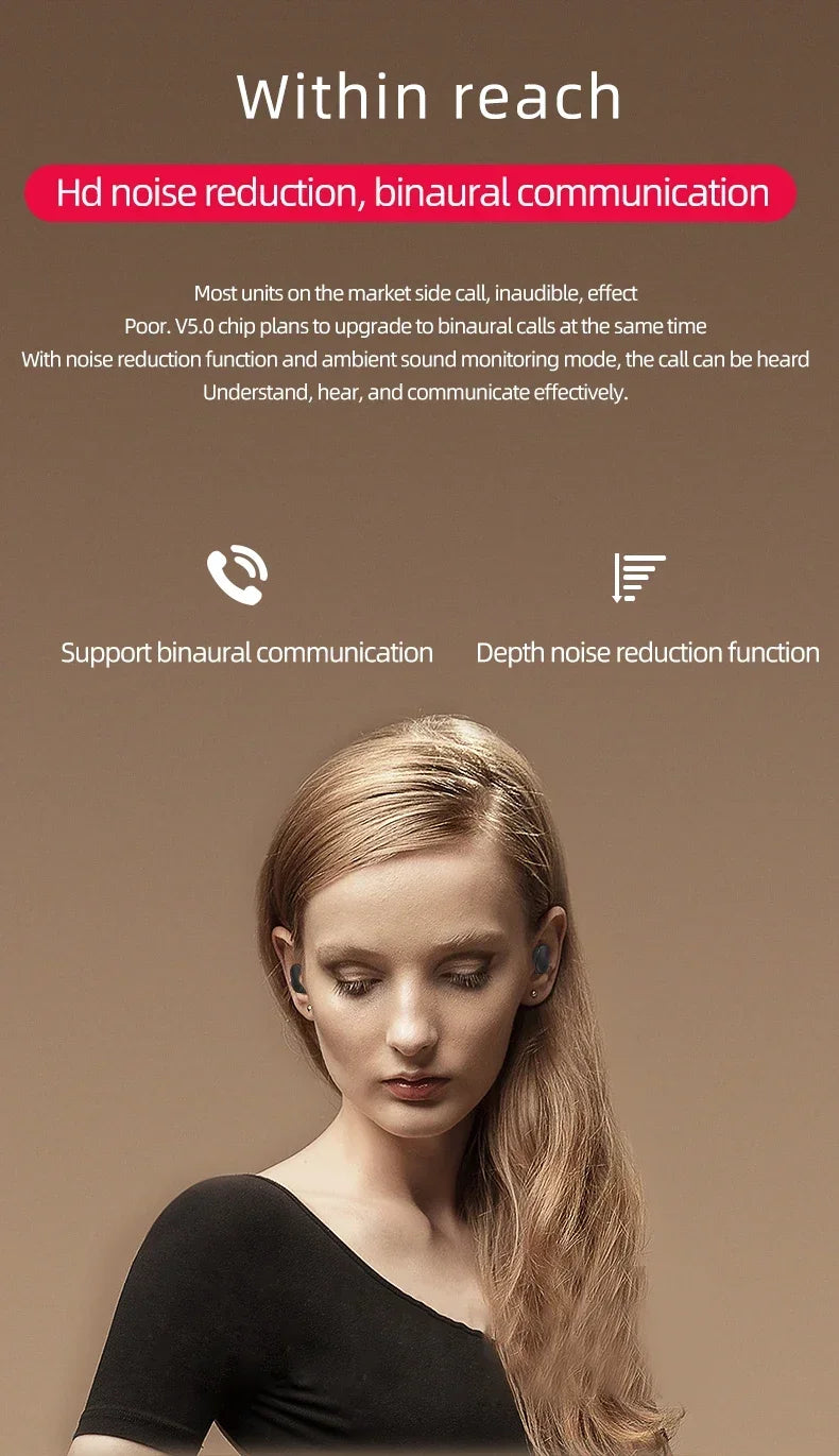 A6S TWS Bluetooth Wireless Headphones Wireless Earbuds 5.0 TWS Earphone Noise Cancelling Mic for Xiaomi iPhone Huawei Samsung