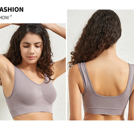 Women's S-5XL Seamless Bra Push-Up Sports Bra Non-wire Crop Tops Solid Color Sexy Lingerie No Pads Breathable Female Brassiere