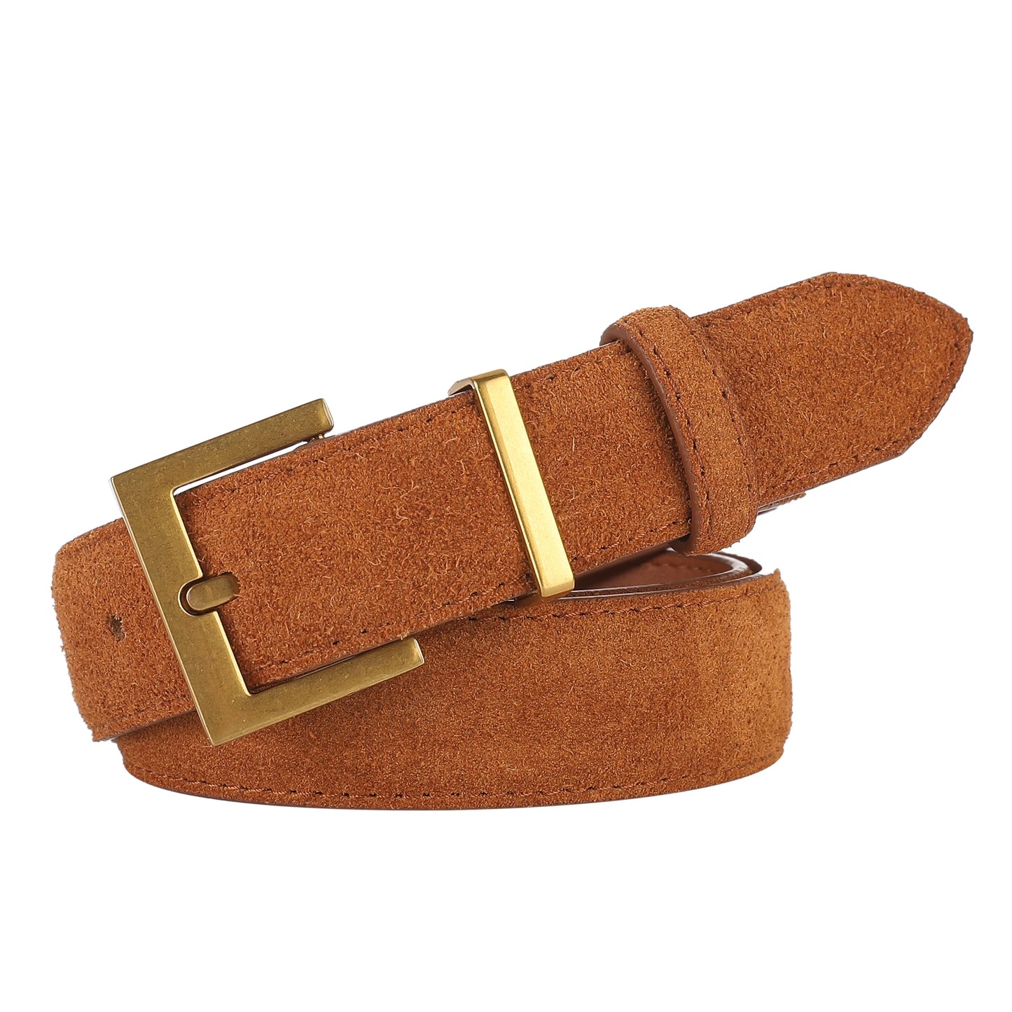Luxury Genuine Leather Women Belt for Jeans and Dress Vintage Suede Cowhide Waistband Golden Square Buckle Ladies Trendy Belts