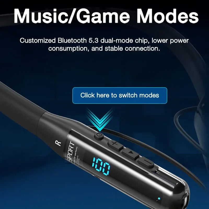 EARDECO 80 Hours Endurance Bluetooth Sport Headphone with Mic Wireless Headphones Bass Stereo Neckband Earphones Bluetooth 5.3