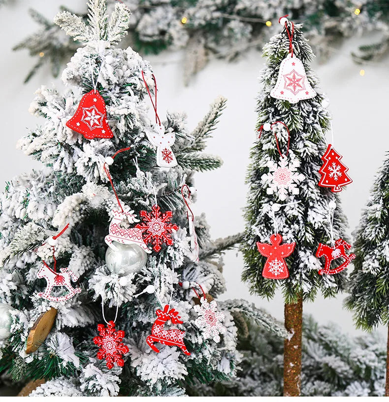 9/12pcs Christmas Dwarf Wooden Pendant Christmas Tree Hanging Ornaments New Year 2024 Christmas Gift Decorations Noel Home Decor