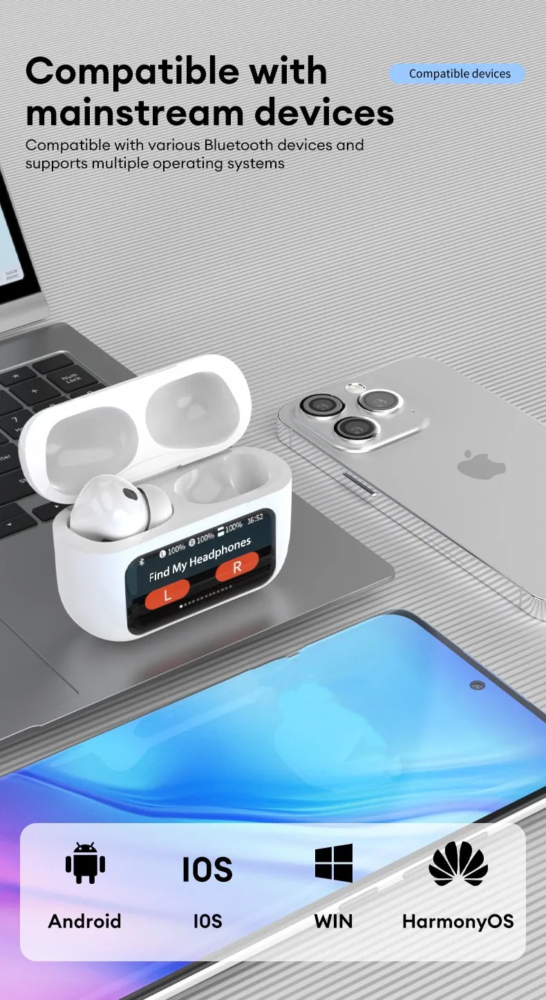 Choice HYUNDAI HY-Y11 Bluetooth Earphones LED A6 Screen Wireless Earbuds TWS ANC In Ear Sports Headphones with Mic Xiaomi Lenovo