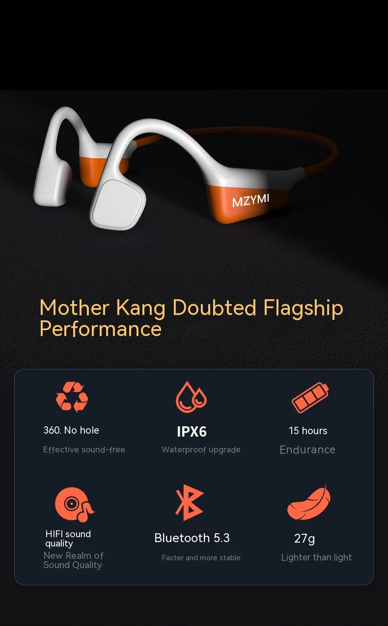 MZYMI A20 Bone Conduction Neckband Wireless Earphones Mijia Bluetooth Headphones Sports Over Ear Headset With Mic Stereo Earbud