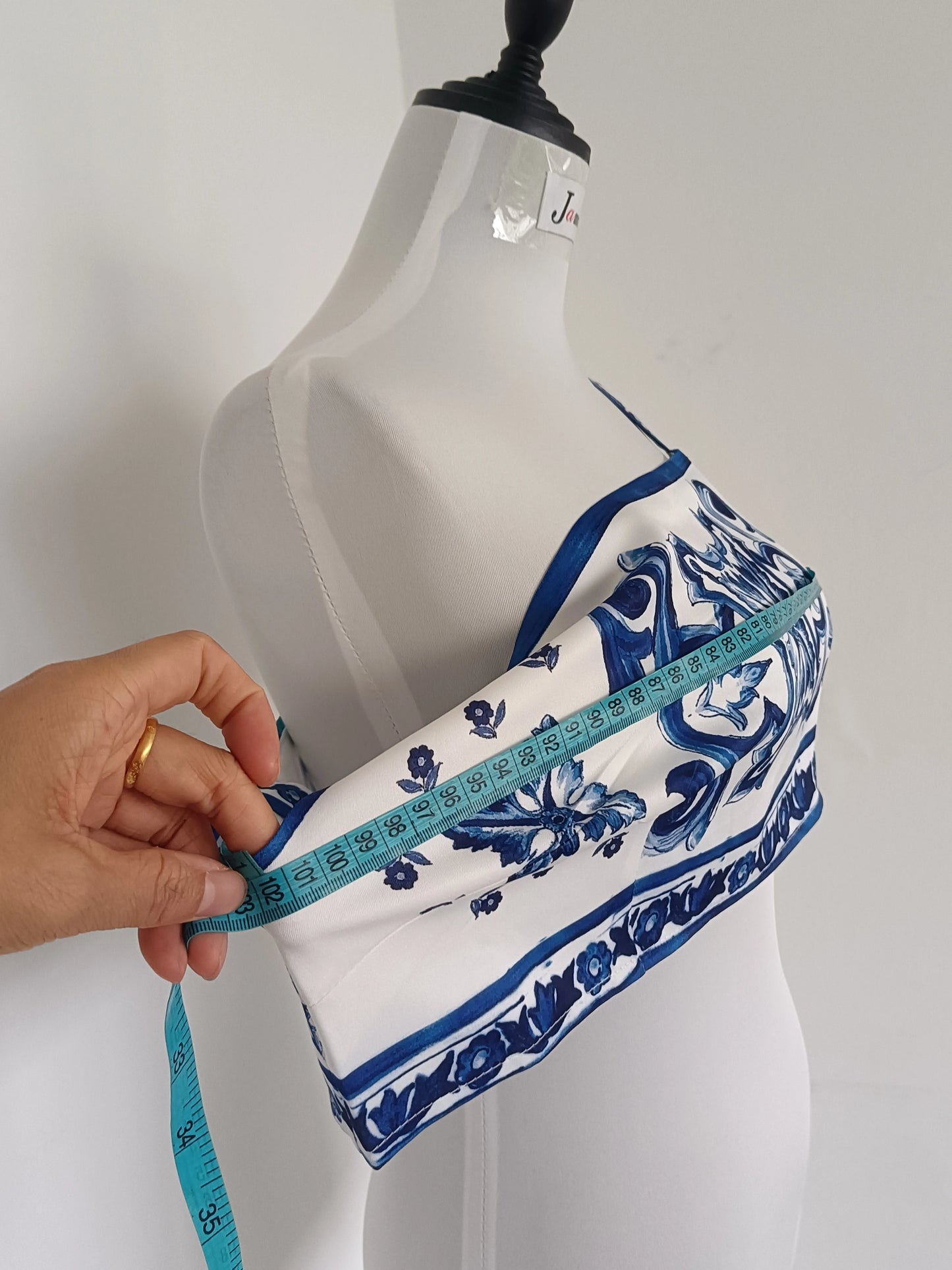 JAMERARY Summer Runway Blue And White Porcelain Two Piece Set Women Flower Print Short Crop Top + Holiday Beach Maxi Skirt Suits