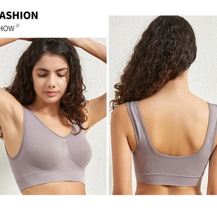 Women's S-5XL Seamless Bra Push-Up Sports Bra Non-wire Crop Tops Solid Color Sexy Lingerie No Pads Breathable Female Brassiere