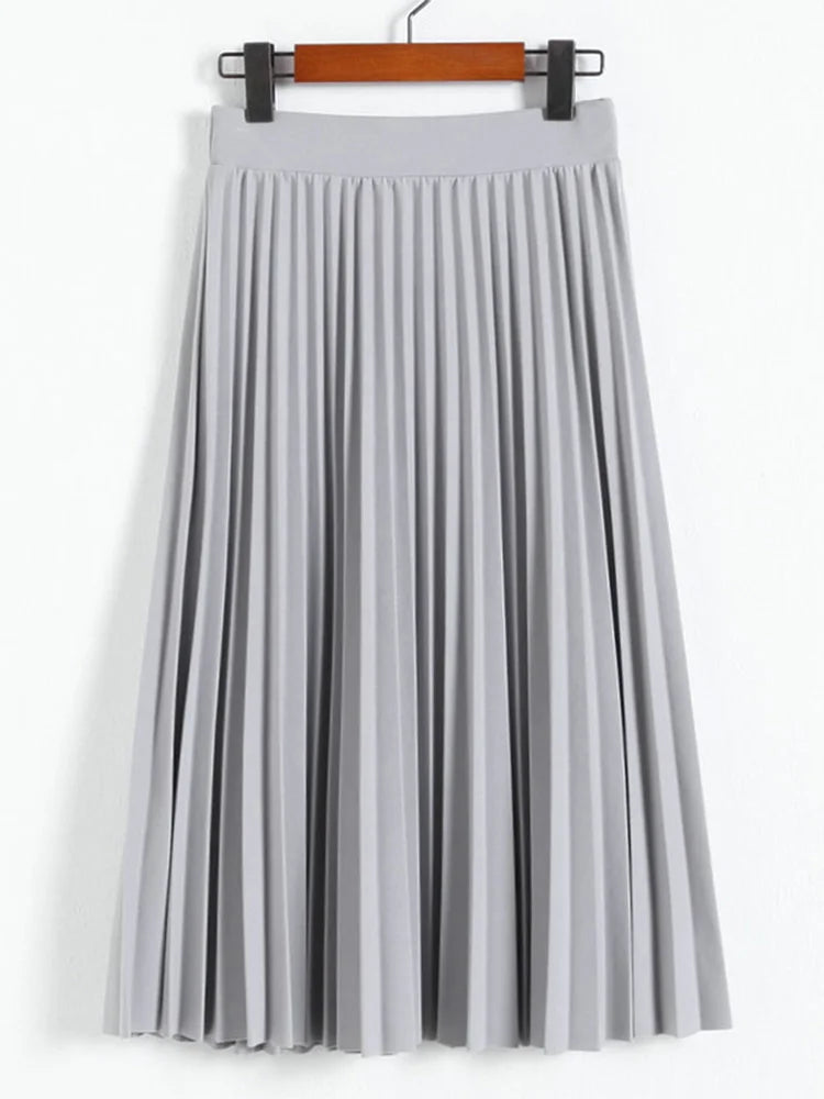 Spring and Autumn New Fashion Women's High Waist Pleated Solid Color Half Length Elastic Skirt Promotions Lady Black Pink
