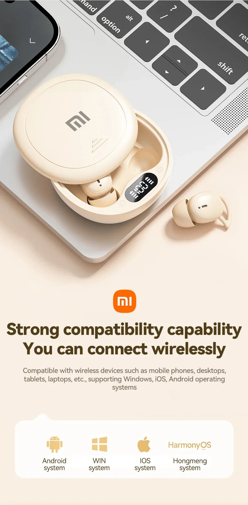 XIAOMI MIJIA M73 TWS Sleep Wireless Earbuds Bluetooth5.4 In Ear Stereo Hidden Earphones Noise Cancelling Headphones With Mic