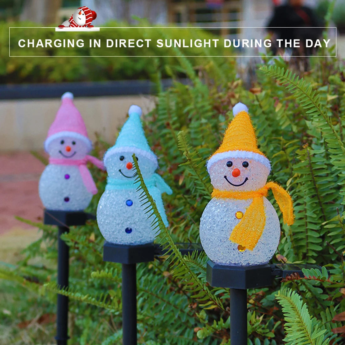 2024 New Christmas Snowman Decoration Light LED Solar Lights Outdoor Waterproof Post Lamp Garden Lawn Landscape Nightlight