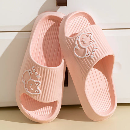 Women's Slippers Indoor Bathroom Anti-slip Home Cartoon Cute Little Dog Soft Sole Good Elasticity Summer Sandals Sool Flat Shoes