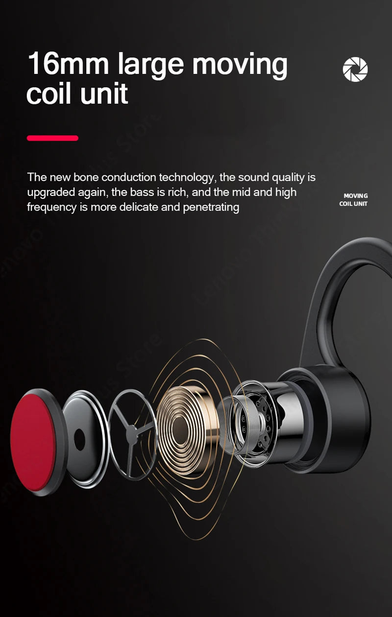 Lenovo X4 X5 X3 Pro Bone Conduction Earphones Wireless Headphones Bluetooth Earphones Headset Hifi Wireless Earbuds
