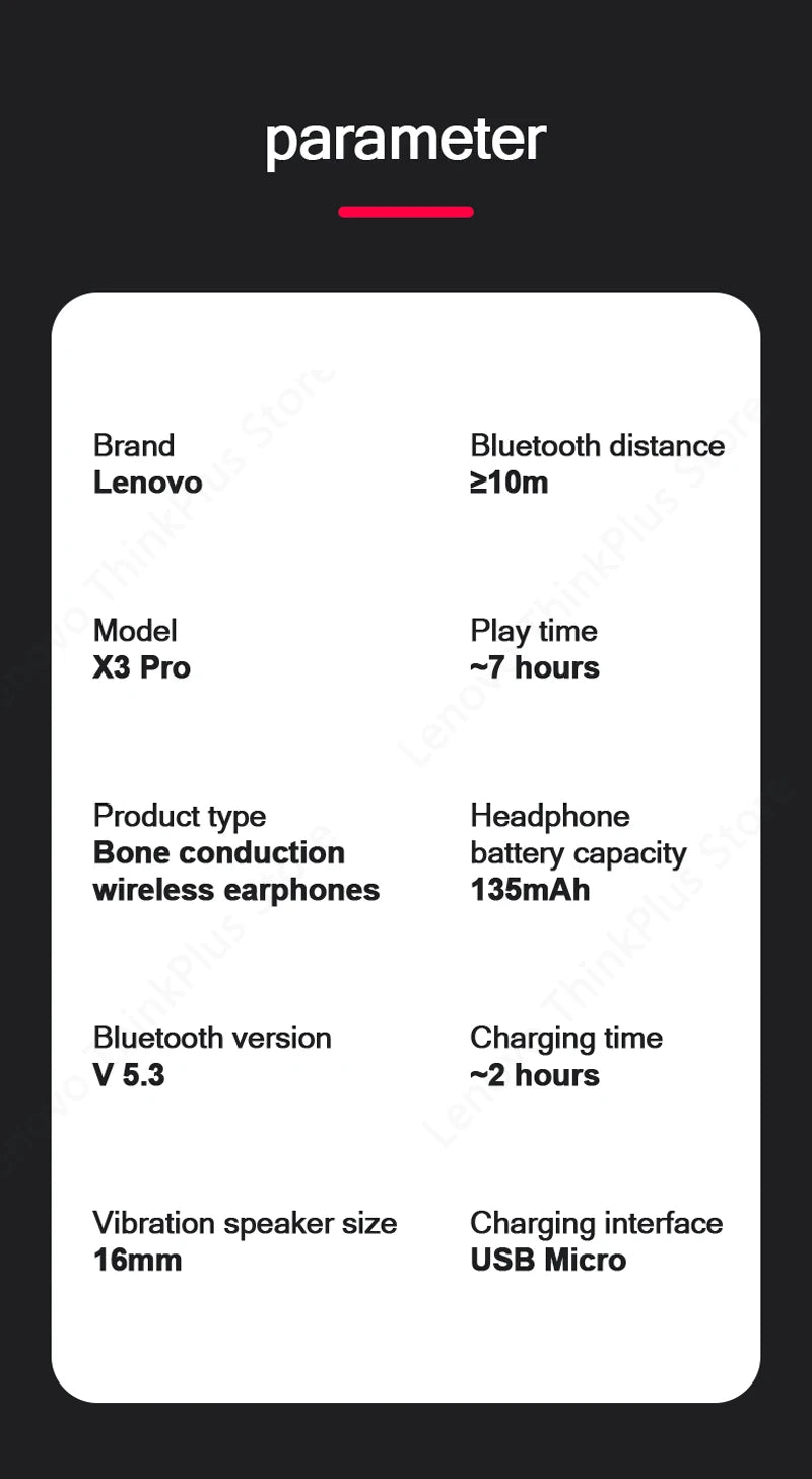 Lenovo X4 X5 X3 Pro Bone Conduction Earphones Wireless Headphones Bluetooth Earphones Headset Hifi Wireless Earbuds