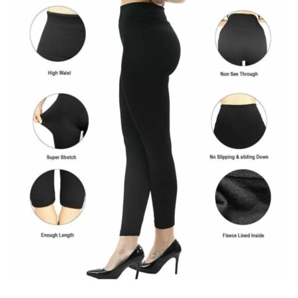 UK Womens Winter Warm Thick Fleece Ed Thermal Pants Stretchy Leggings Ladies