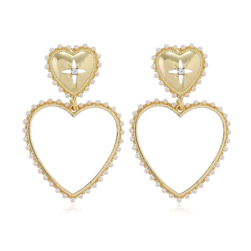 European and American popular new creative fashion exaggerated temperament hollowed out love earrings ear versatile temperament