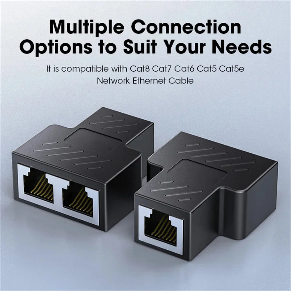 RJ45 Splitter 1 to 2 Ethernet Adapter Internet Network Cable Extender RJ45 Connector Coupler for PC TV Box Router