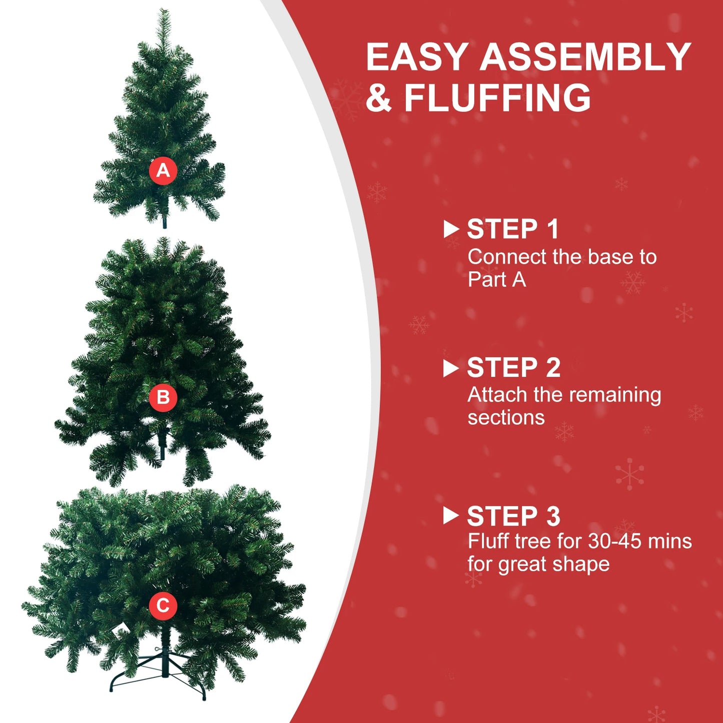5FT/6FT/7.5FT Artificial Christmas Tree PVC Holiday halloween Xmas Tree Sturdy Metal Stand for Home/Office/Party NO Light