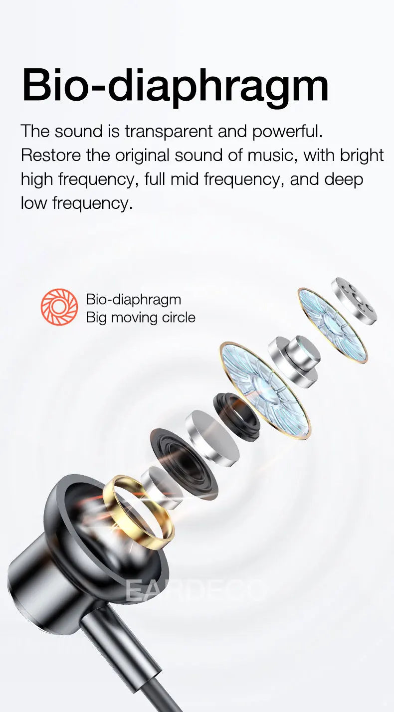EARDECO 100 Hours Endurance Wireless Headphones Bass Bluetooth Headphone Inear Neckband Earphones Sport Headset with Mic Stereo