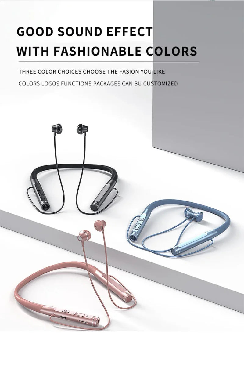 EARDECO 120 Hour Bluetooth Headphone Stereo Bass Wireless Headphones Neckband Earphones Power Flashlight Display Neck Headset