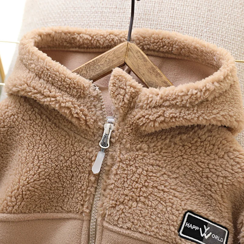 IYEAL Children's Jacket Coat Autumn Winter Warm Fleece Outerwear Boys Clothing Fleece Thickened Boy Clothes 4 8 to 10 years