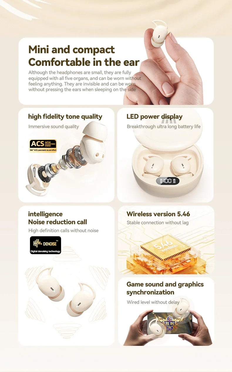 XIAOMI MIJIA M73 TWS Sleep Wireless Earbuds Bluetooth5.4 In Ear Stereo Hidden Earphones Noise Cancelling Headphones With Mic