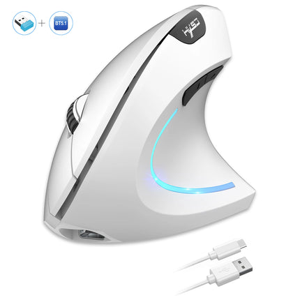 2025 New arrival HXSJ dual mode vertical mouse ergonomic ABS 600mAh rechargeable 2400DPI  Type-c interface wireless mouse for pc