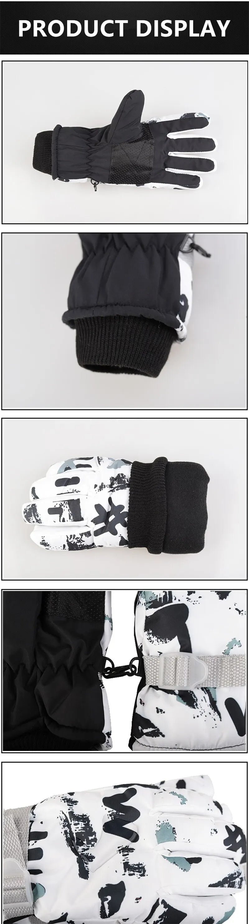 Winter Snowboard Ski Gloves Unisex PU Leather Non-slip Touch Screen Waterproof Motorcycle Cycling Fleece Warm Snow Sports Gloves