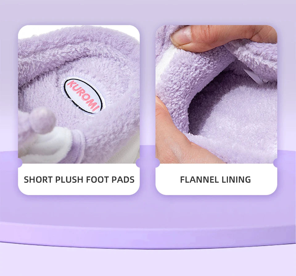 Sanrio Kawaii Cinnamoroll Womens Slippers Kuromi Hello Kitty Plush Cartoon Cute Sweet Suitable Indoor Outdoor Winter Shoes