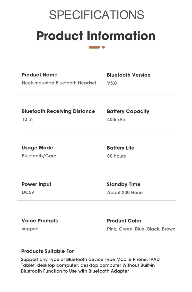 80 Hours Playback Wireless Headphones Bass Sport Bluetooth Headphone HiFi Earbuds Bluetooth Wireless Headset with Microphone