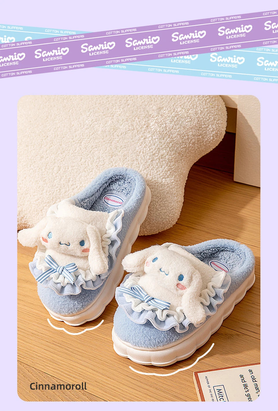 Sanrio Kawaii Cinnamoroll Womens Slippers Kuromi Hello Kitty Plush Cartoon Cute Sweet Suitable Indoor Outdoor Winter Shoes