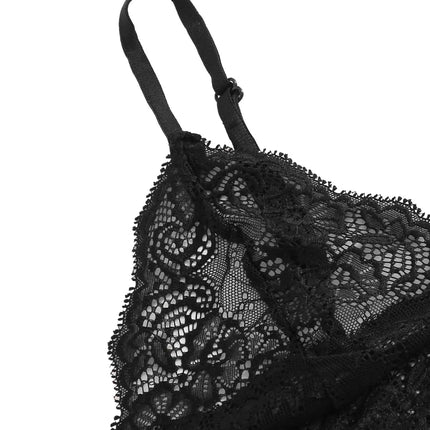 Women's 2 Piece Sexy Lace Pajama Set See-Through Bralette Cami Top and Shorts Breathable Sleepwear Plus Size Summer Lingerie