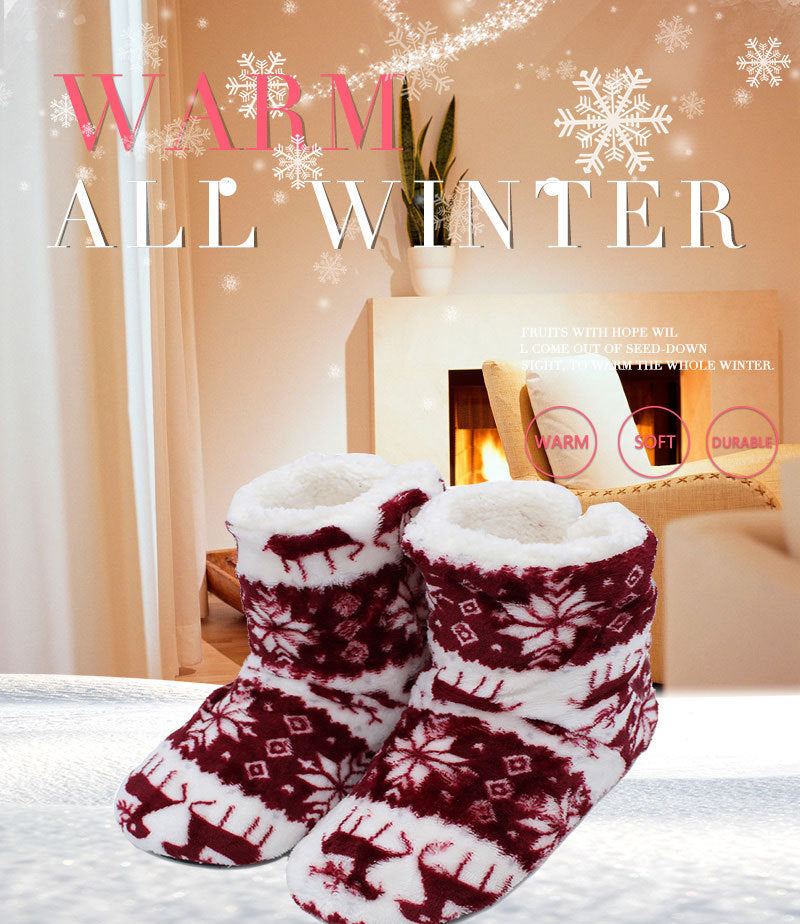 Winter Warm Slipper Womens House Fluffy Christmas Elk Fur Contton Plush Skid Anti Indoor Flat Fuzzy Female Shoes Home Boots 2023