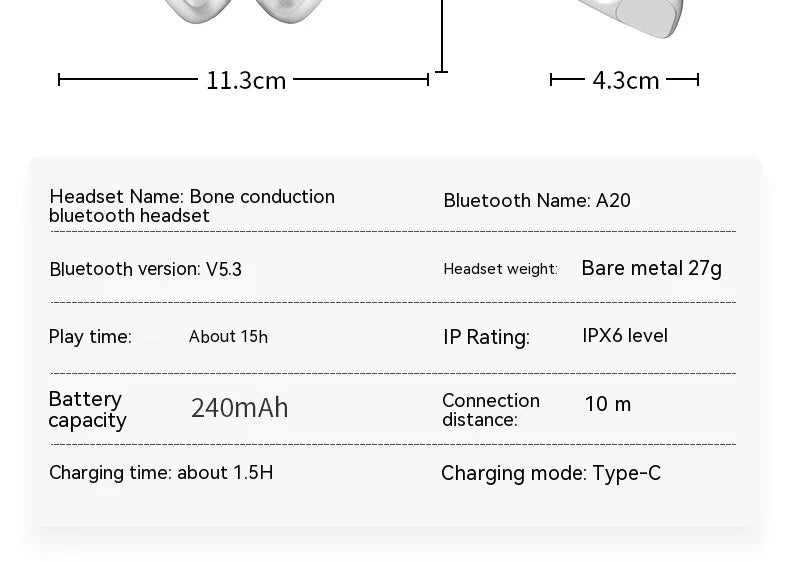 XIAOMI Mijia A20 Bone Conduction Neckband Wireless Earphones Bluetooth Headphones Sports Over Ear Headset With Mic Stereo Earbud
