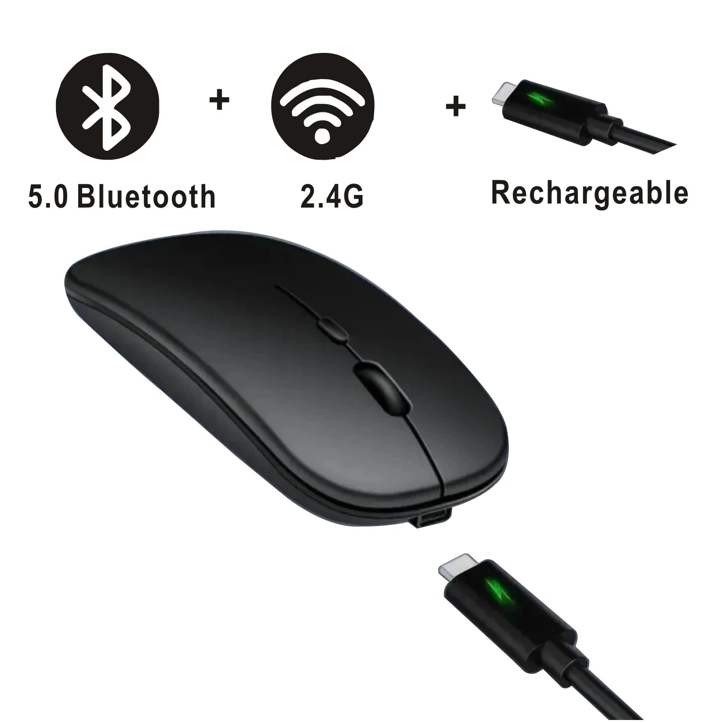 Rechargeable Bluetooth Mouse Wireless Dual Mode 5.2 Silent Computer gaming Ergonomic Mouse 2.4 USB for PC Laptops